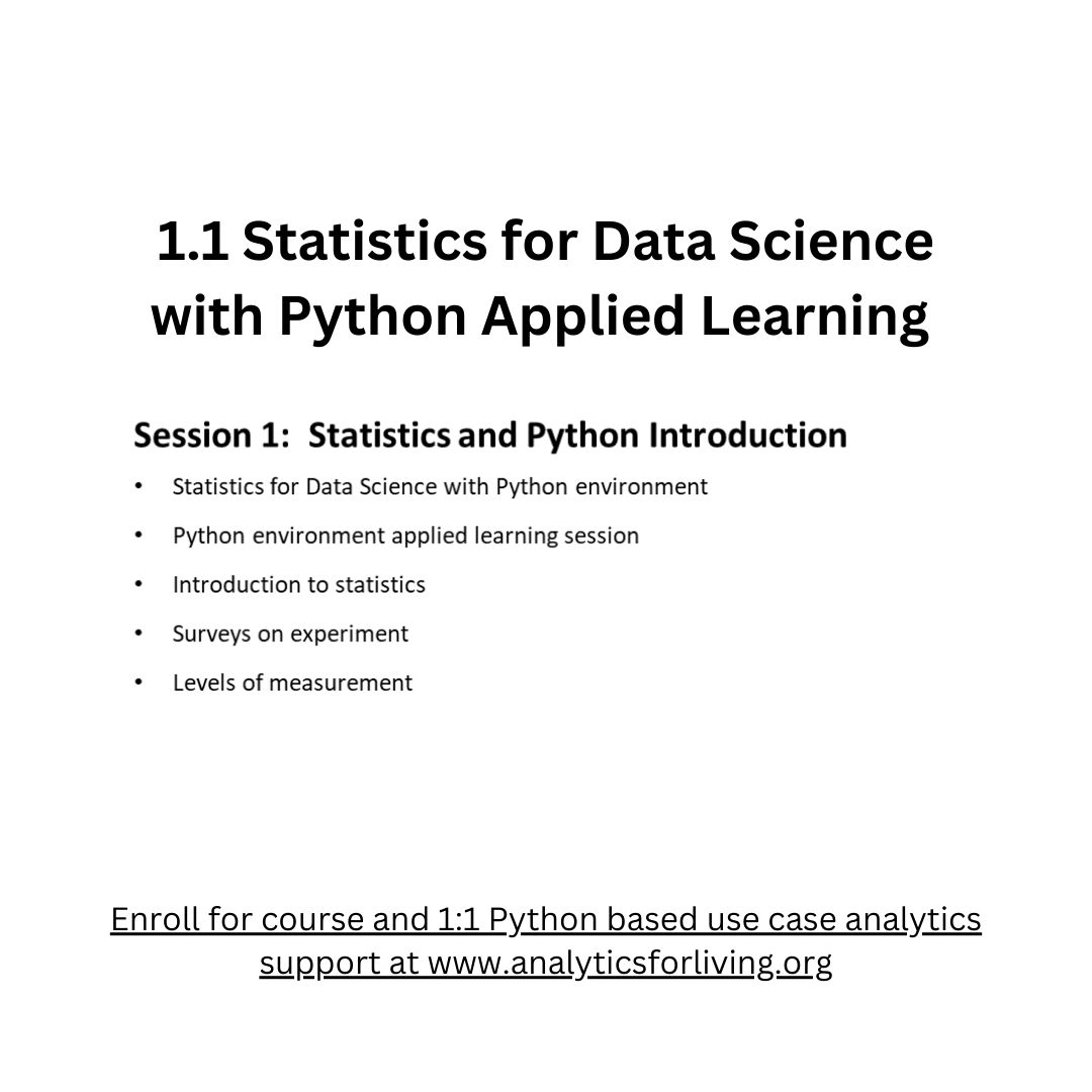 1.1 Statistics for Data Science with Python -and- 1:1 use case support ...