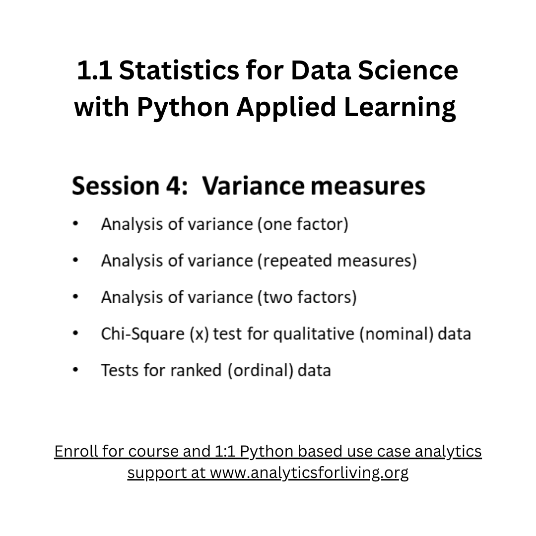 Python In Practical Statistics 1.1 Statistics for Data Science with Python -and- 1:1 use case support ...